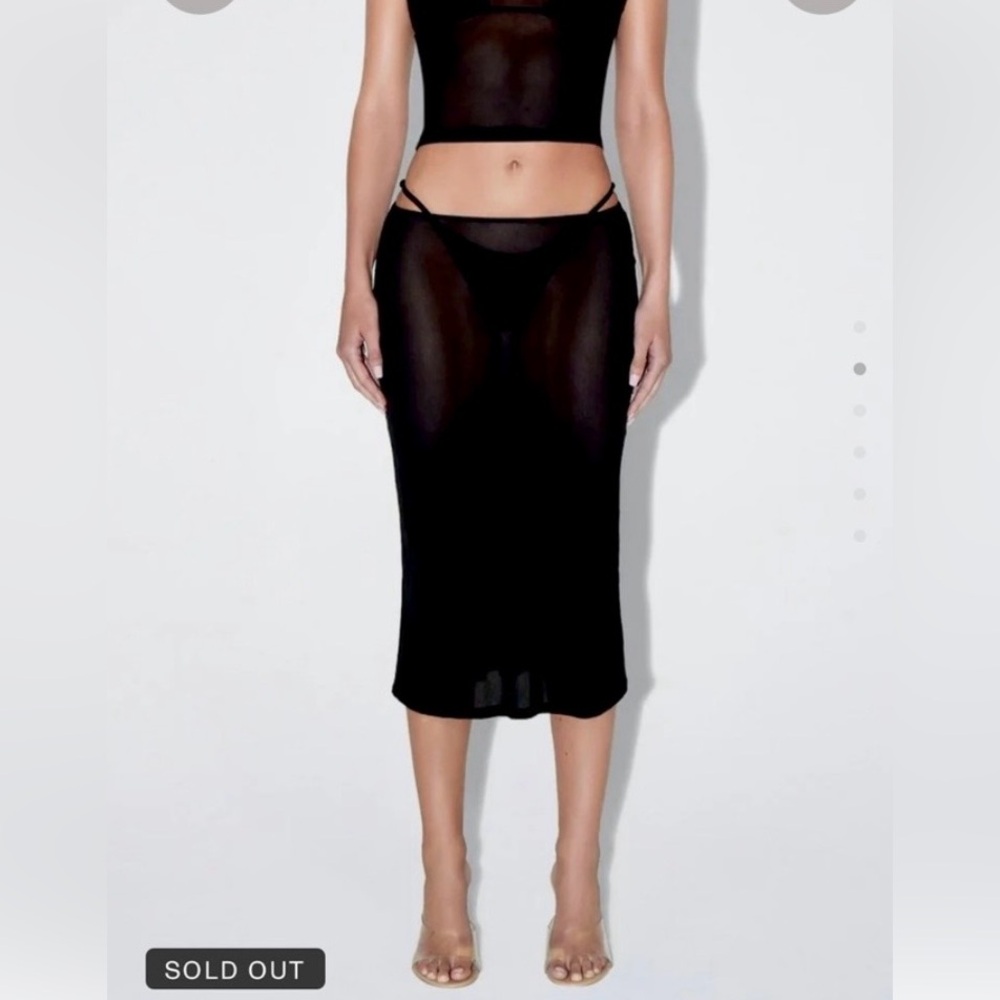 NWT KHY Sheer Black Midi Skirt, size Medium